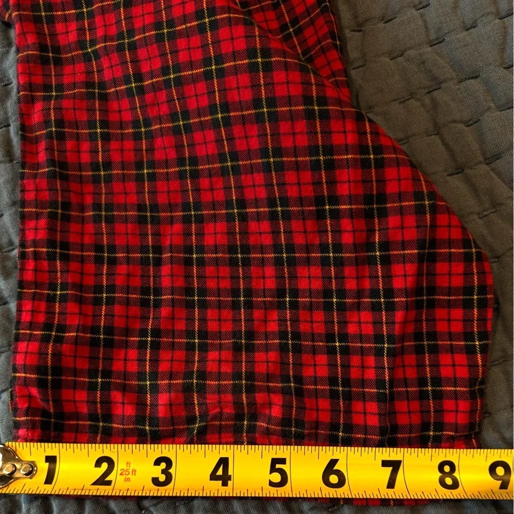 Polo Ralph Lauren Sleepwear PJ Pants Red Tartan Micro Plaid Men's L Yellow Pony